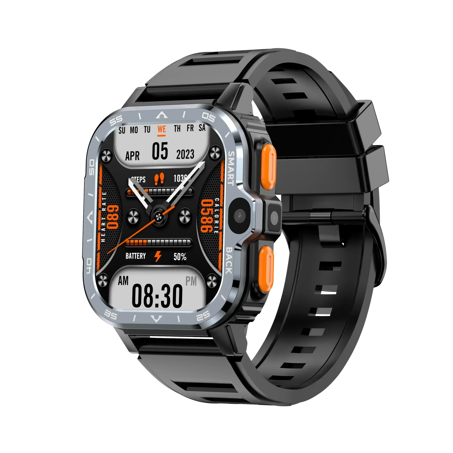 PGD Android Smartwatch: Global 4G, 8GB RAM 128GB ROM, Dual Camera, GPS & NFC, Stainless Steel Strap