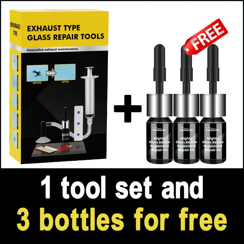 Car Glass Repair Kit - Removes Scratches, Fixes Windscreen Cracks for Cars/Trucks/Motorcycles, Auto Glass Recovery Set
