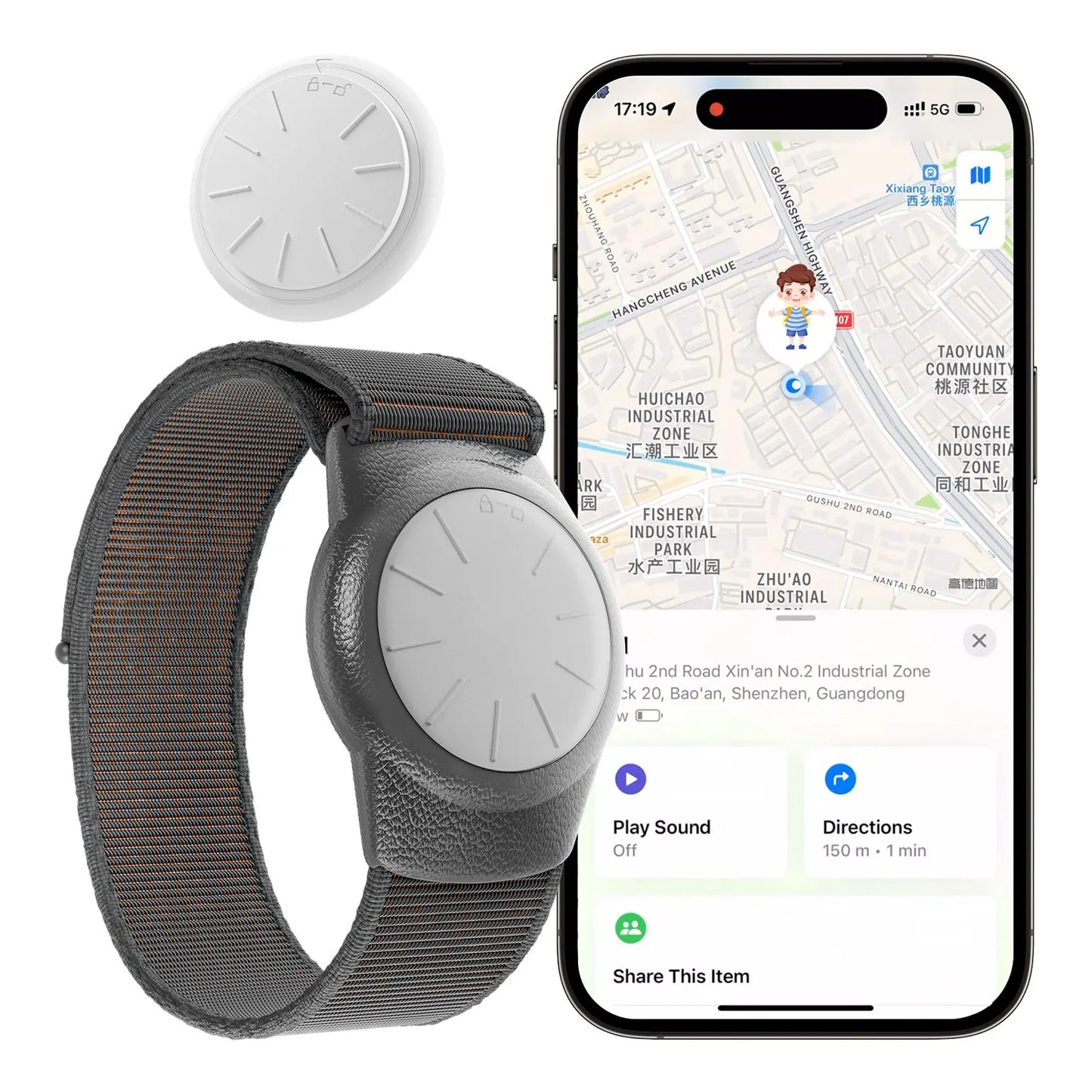 GPS Tracker for Kids,and Elderly,Real-Time Mini GPS Tracker Watch Band Works with Find My (iOS Only) APP No Monthly Fee