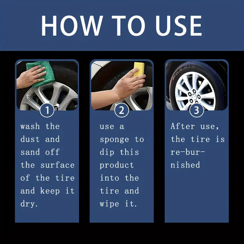 Tire Shine Wax Kit,Car Tire Brightenin&Blackening Agent,Multi-Functional Plastic Restore,Long-Lasting Glos,Interior Exterior Use