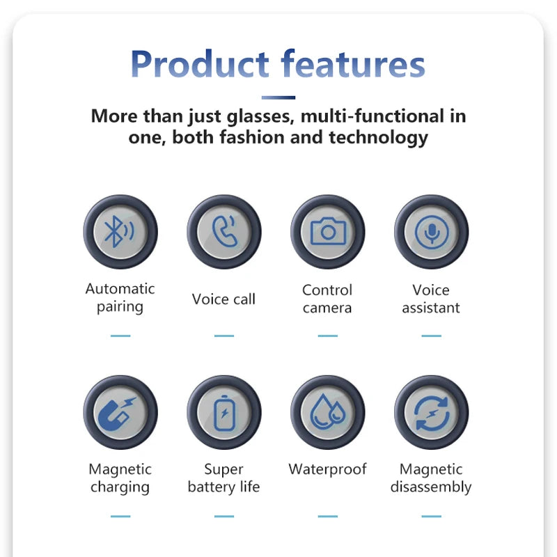 Koipsse smart glasses with microphone fashion wireless call sports sunglasses 2 in 1 high-tech music playback anti-blue light UV