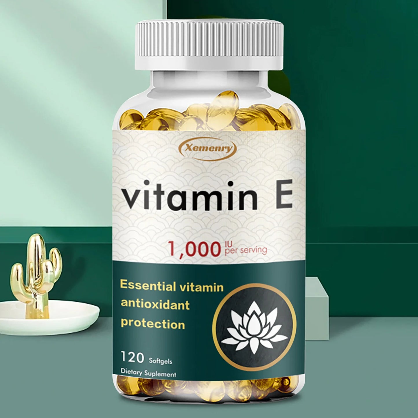 Vitamin E 1000IU Capsules - for Antioxidant, Skin, Cellular Respiration and Cardiovascular Health Support - 120 Capsules
