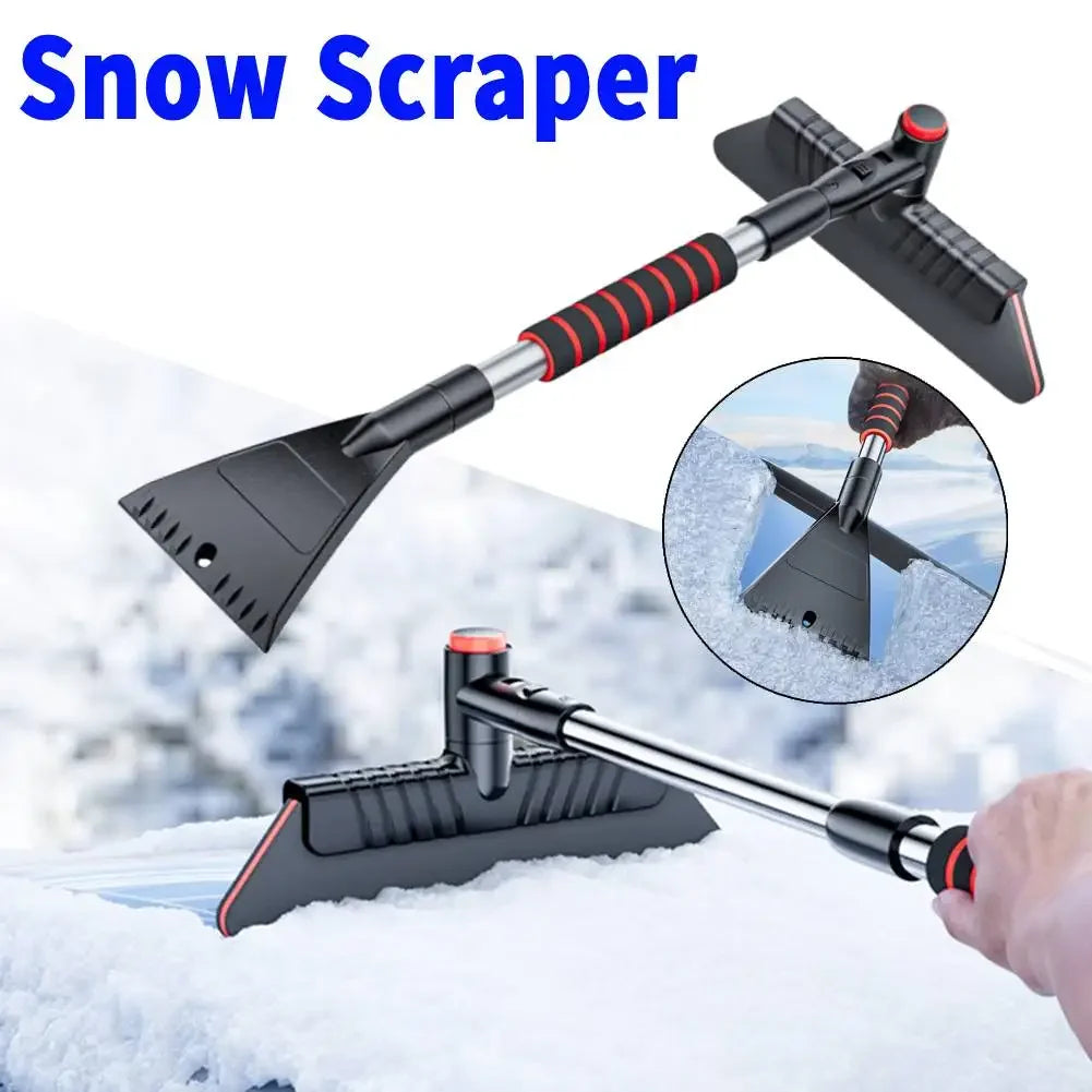 Car Windshield Snow Remover 2-in-1, Extendable Ice Scraper with Ergonomic Handle, Winter Auto Cleaning Accessories