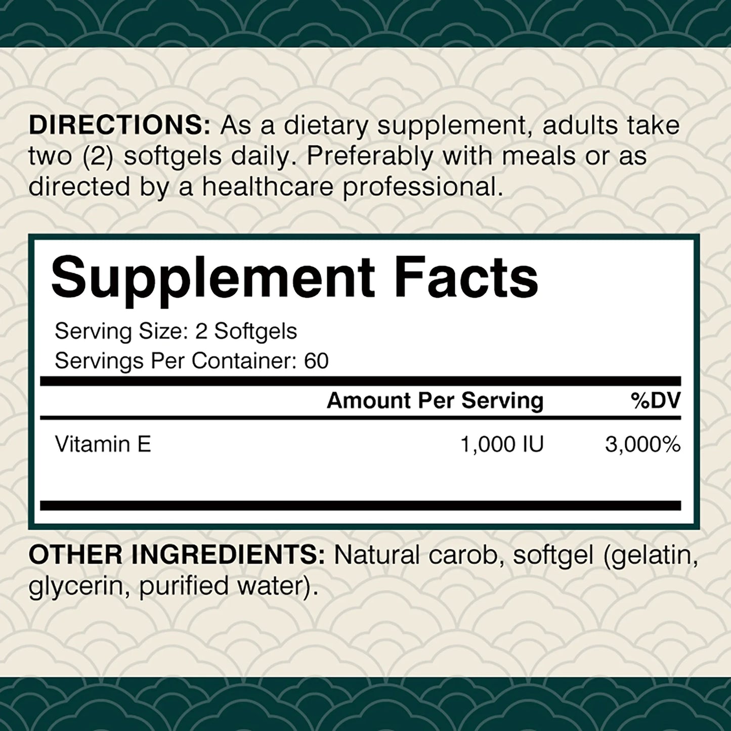 Vitamin E 1000IU Capsules - for Antioxidant, Skin, Cellular Respiration and Cardiovascular Health Support - 120 Capsules