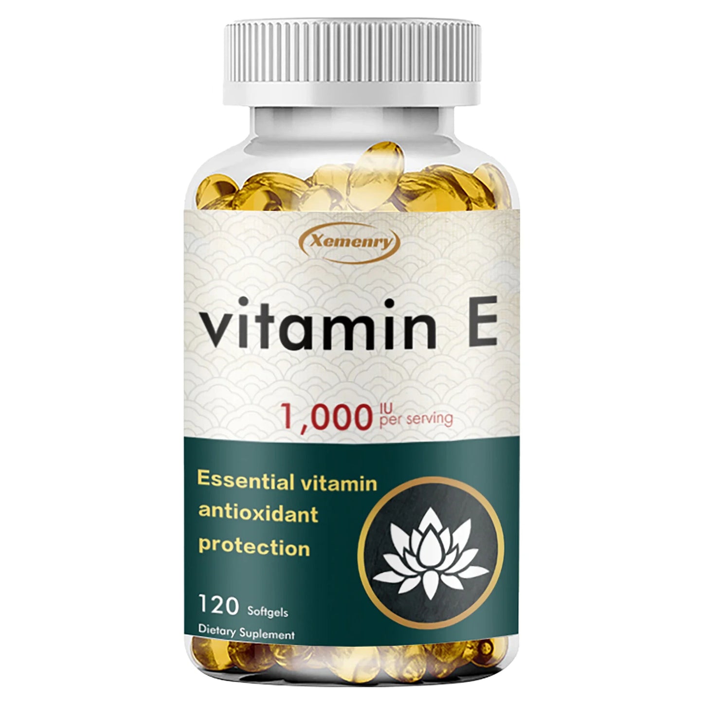 Vitamin E 1000IU Capsules - for Antioxidant, Skin, Cellular Respiration and Cardiovascular Health Support - 120 Capsules