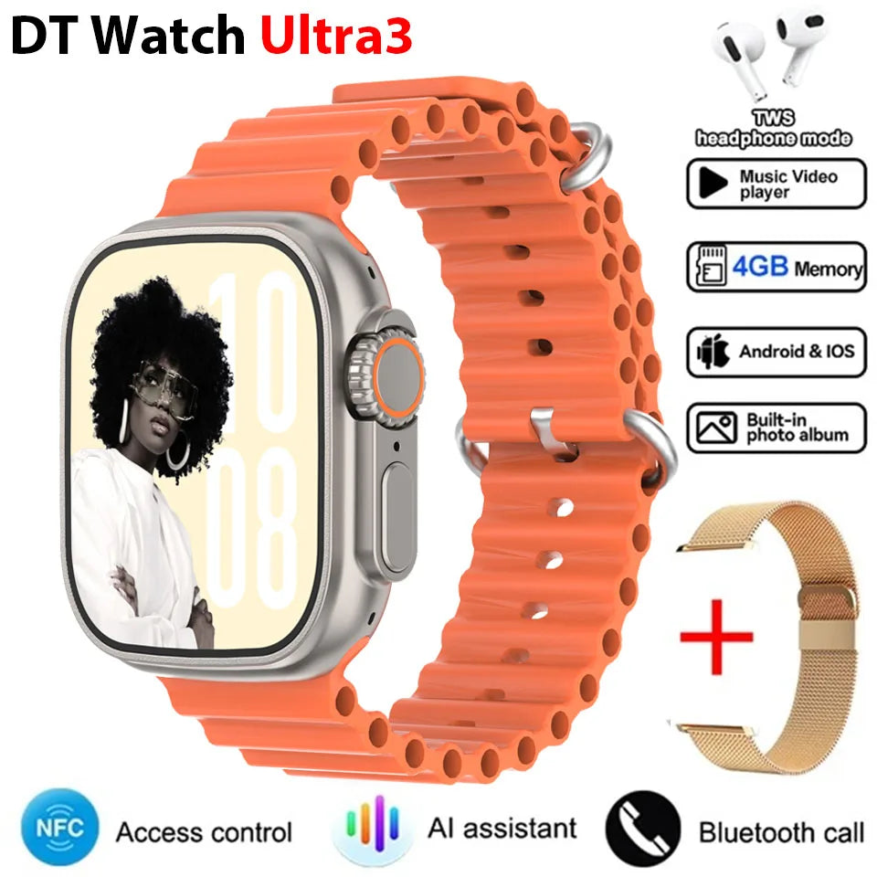 New DT Ultra 3 Pro Google map NFC Smart Watch 32G Memory Music Video Bluetooth Call Waterproof Smart Watch For Android iOS