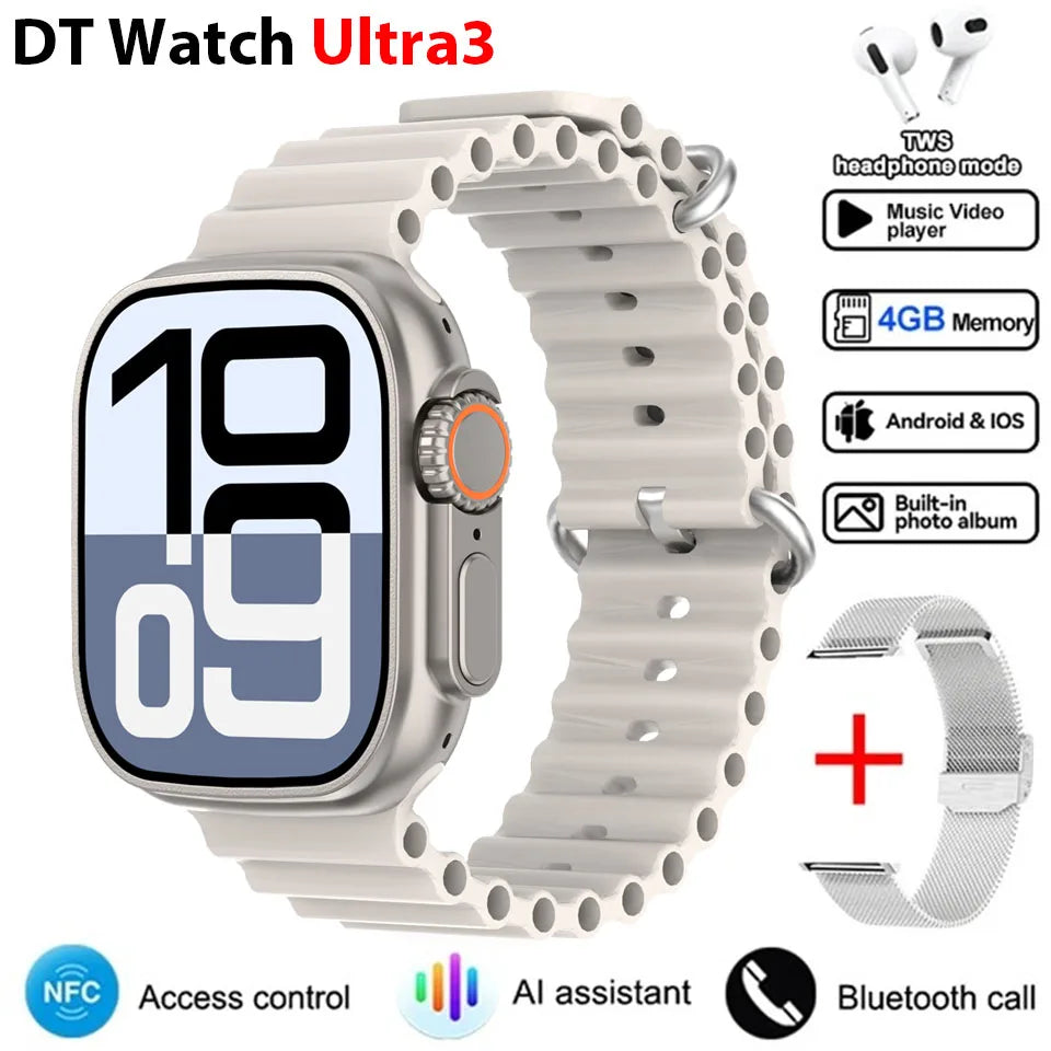 New DT Ultra 3 Pro Google map NFC Smart Watch 32G Memory Music Video Bluetooth Call Waterproof Smart Watch For Android iOS