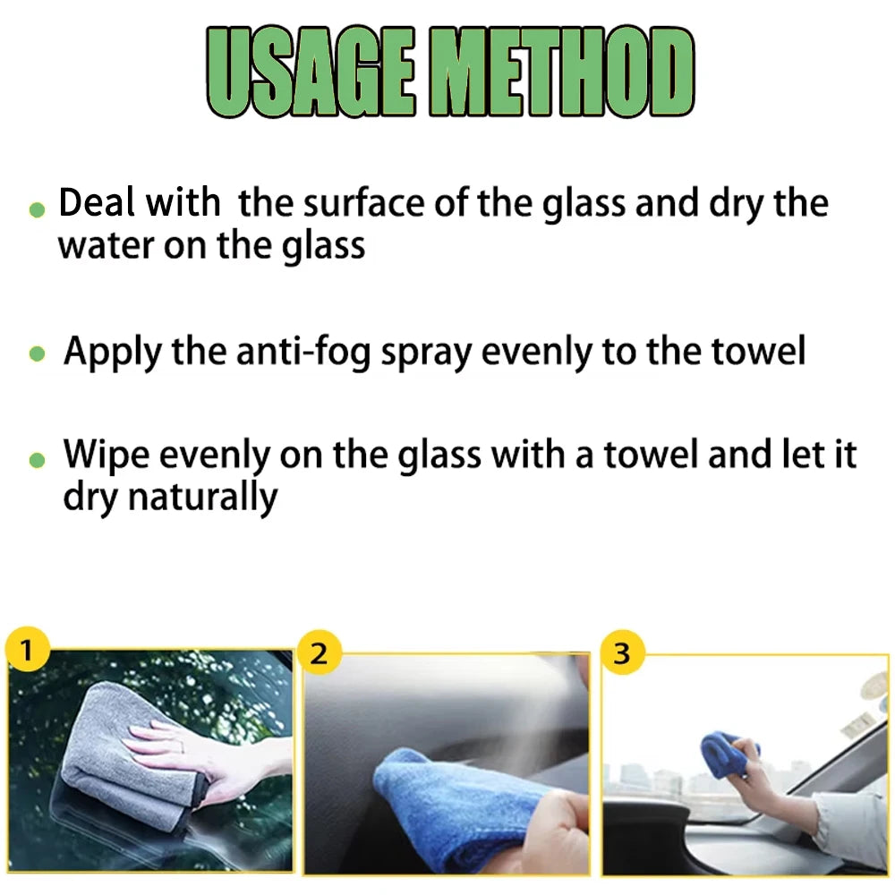 Car Glass Anti Fog Coating Agent Interior Windshield Long Lasting Prevent Fogging Clear Vision Fog Repellent Mirror Spray P110