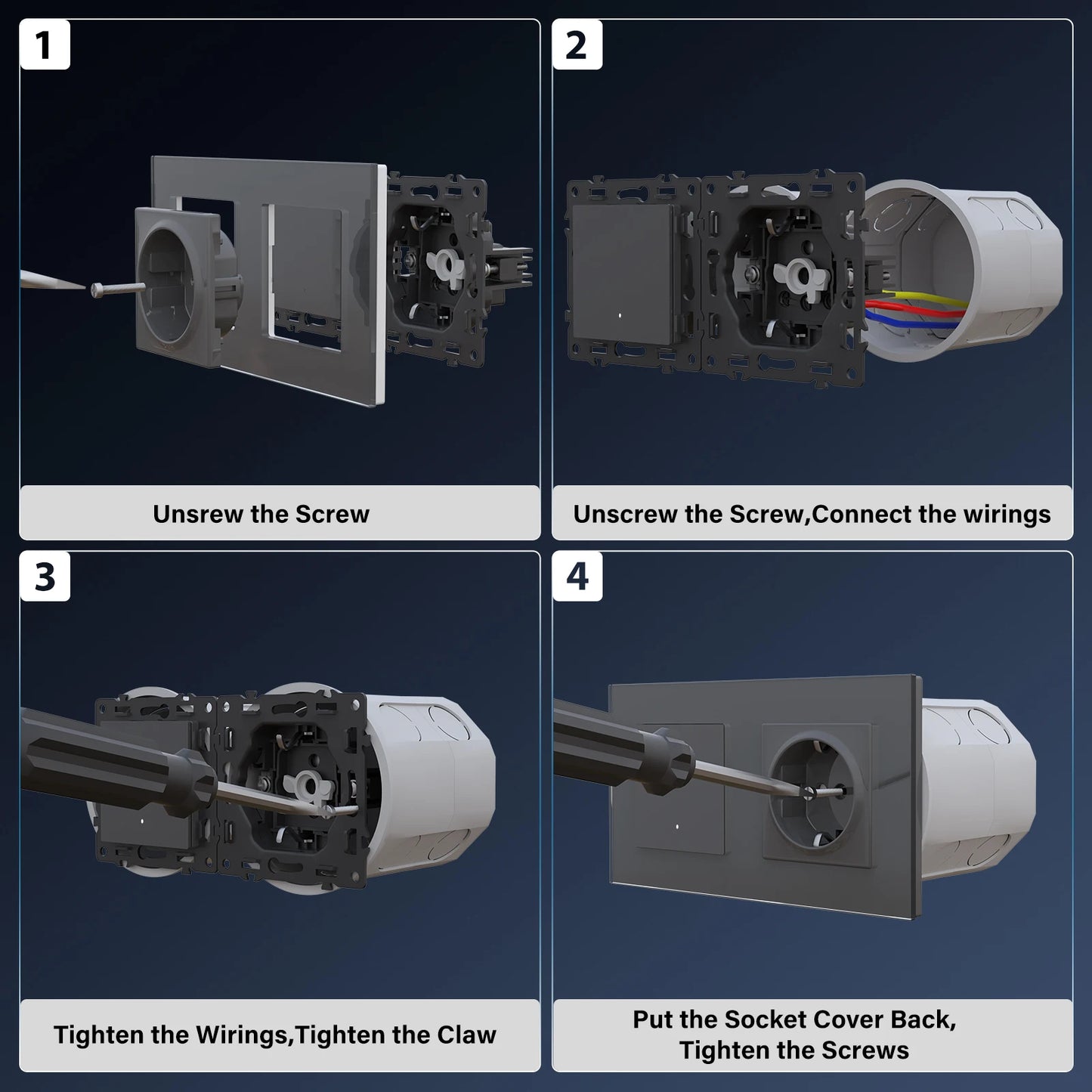 BSEED Tuya Smart WIFI Switch 1/2/3/4Gang 2Way Button Light Switch Smart Life Control Support Alexa Google Home Need Neutral Wire