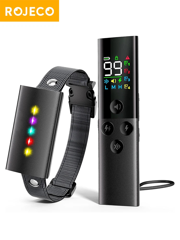 ROJECO  Dog Training Collar with Remote Control 1600FT IP67 Waterproof Electric Dog Collar For Pet Dog Bark Control Stop Collar