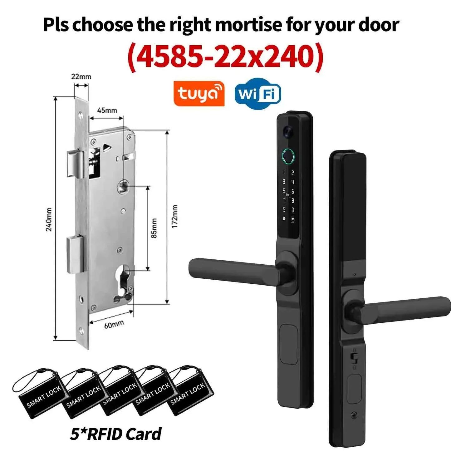 Waterproof Camera Outdoor Fingerprint Lock TUYA WIFI APP RFID Card Code Keyless Smart Electronic Door Lock Aluminum/Glass Slidin