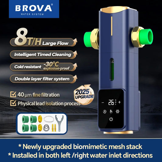 BORVA 8000L/H Smart Home Central Bionic Water Purification Pre-Filter with Automatic Timed Self-Cleaning and High Flow Rate