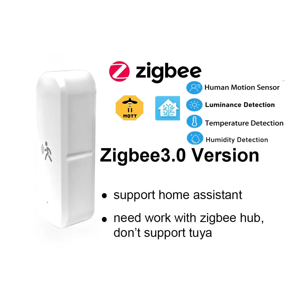 ZigBee 3.0 Human Motion Sensor Tuya 10G Mmwave Radar Temperature Humidity Sensor Security Burglar Works With Home Assistant