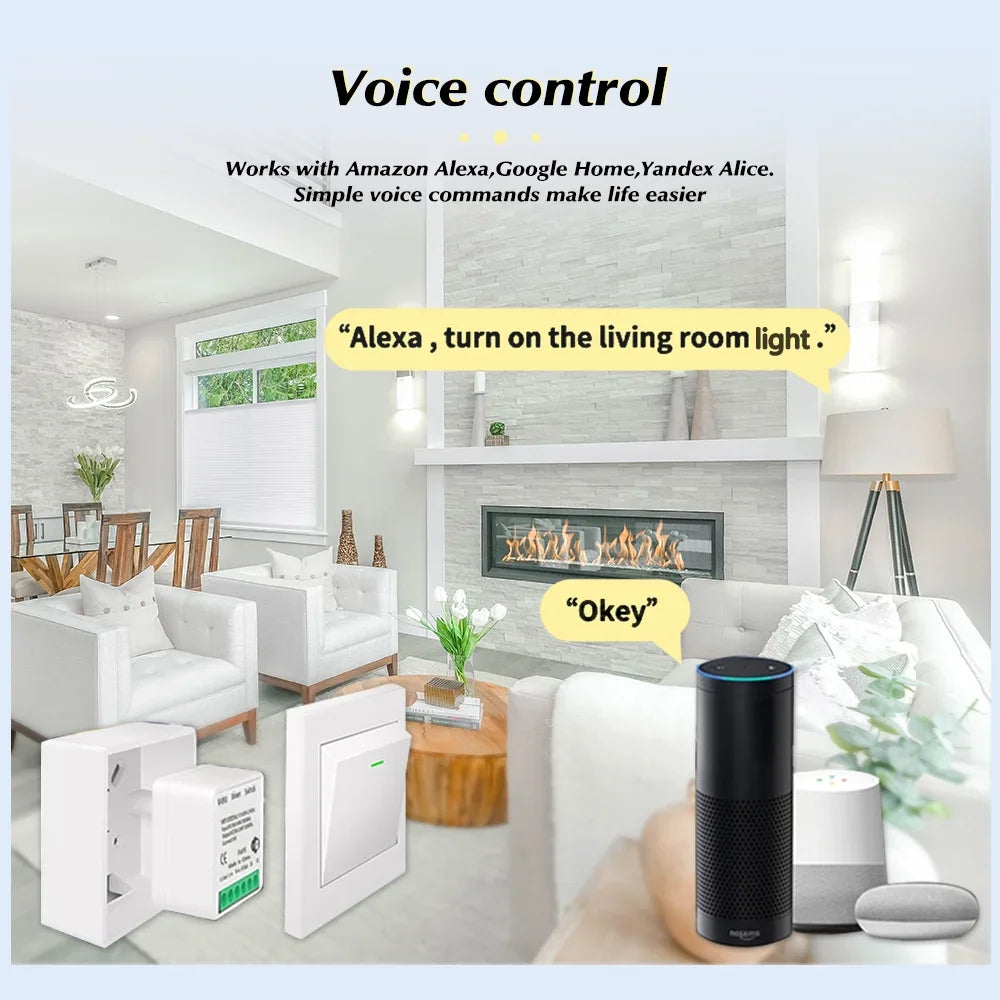 Tuya Mini WiFi/Zigbee Switch Smart Life App 2-Way Control Smart Home Automation Module Interruptor Work for Alexa Google Home
