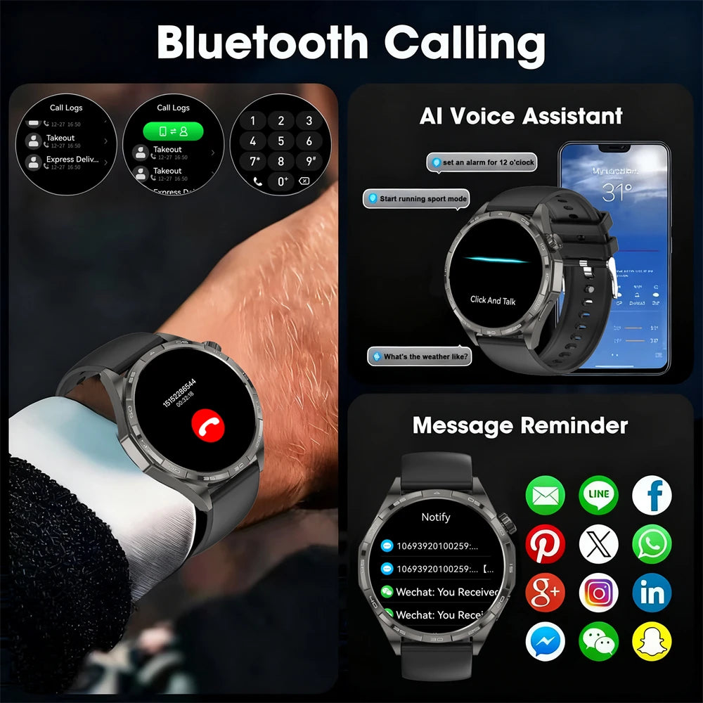2025 New Watch 6 GT Series Smart Watch Men AMOLED Screen Heart Rate Health Monitoring Bluetooth Call Business Smartwatch Man