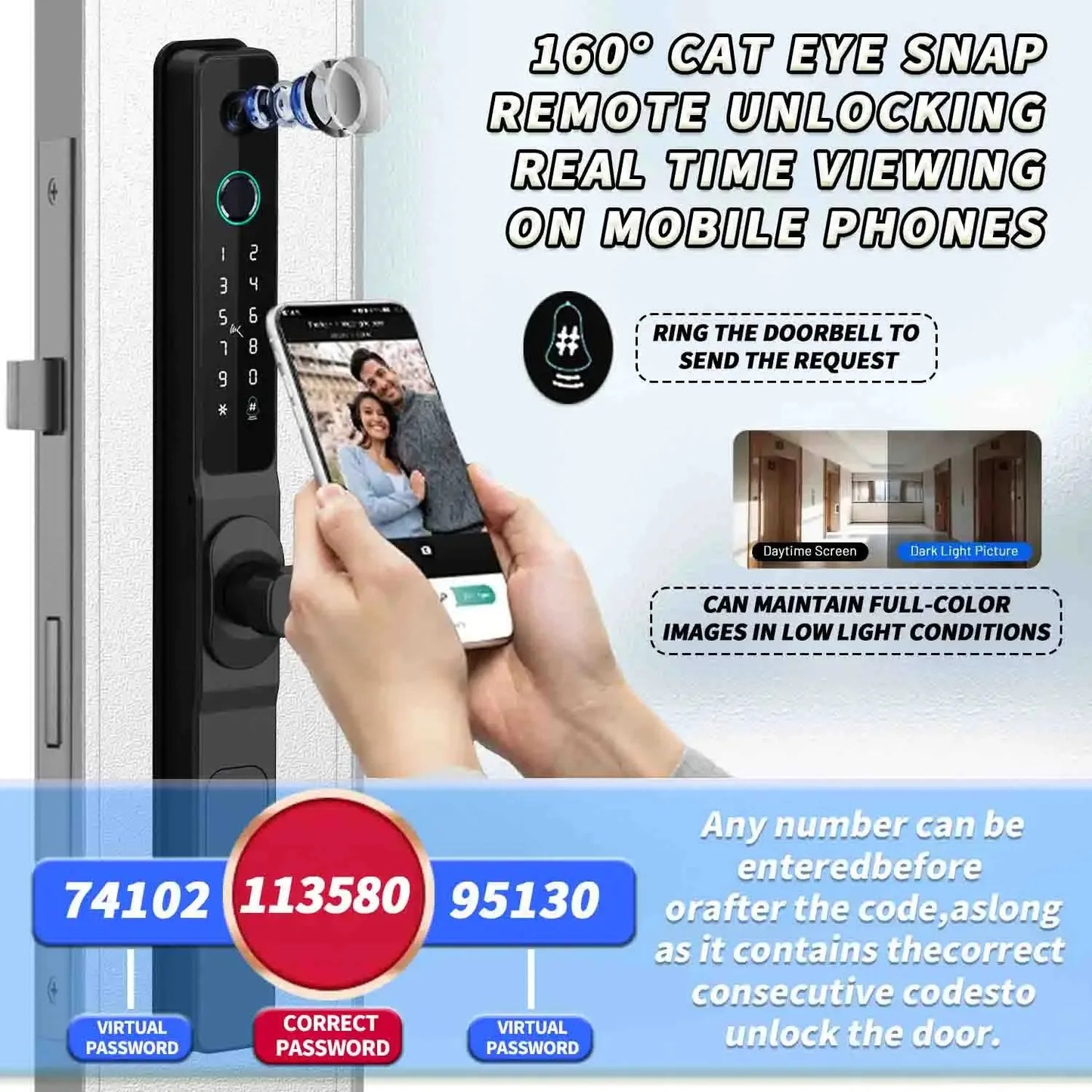 Waterproof Camera Outdoor Fingerprint Lock TUYA WIFI APP RFID Card Code Keyless Smart Electronic Door Lock Aluminum/Glass Slidin