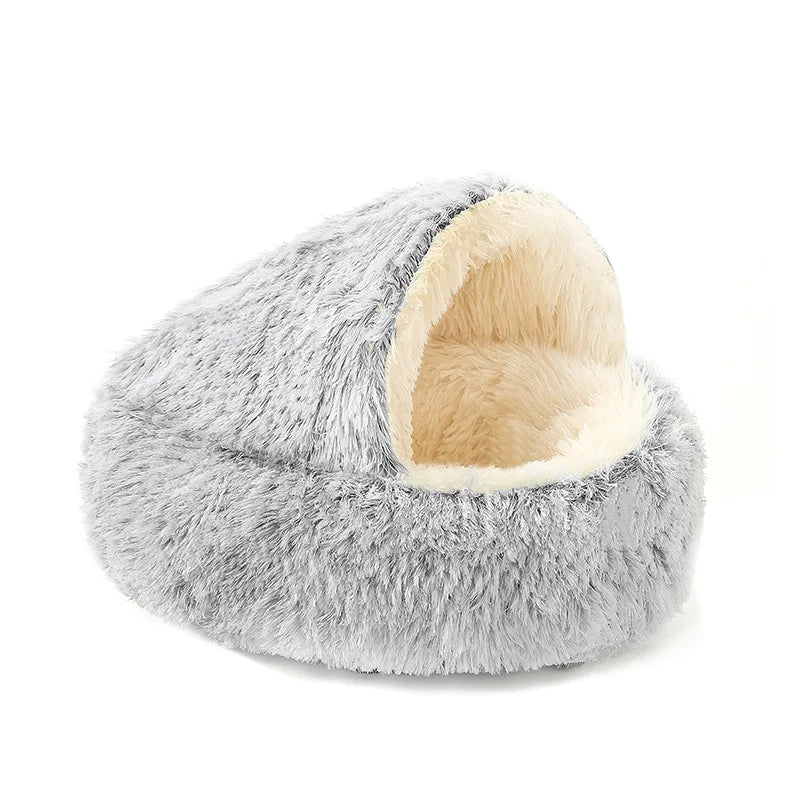 Winter Plush Pet Cat Bed Round Cat Cushion Cat House 2 In 1 Warm Cats Basket Pet Sleep Bag Kitten Nest Kennel for Small Dog Cats