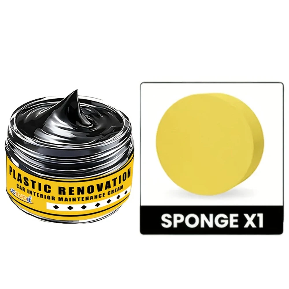 JOKJOK All-in-One Car Interior/Exterior Polish & Restorer - 2-in-1 Plastic/Rubber Repair Cream, Scratch Remover for Dashboard, T