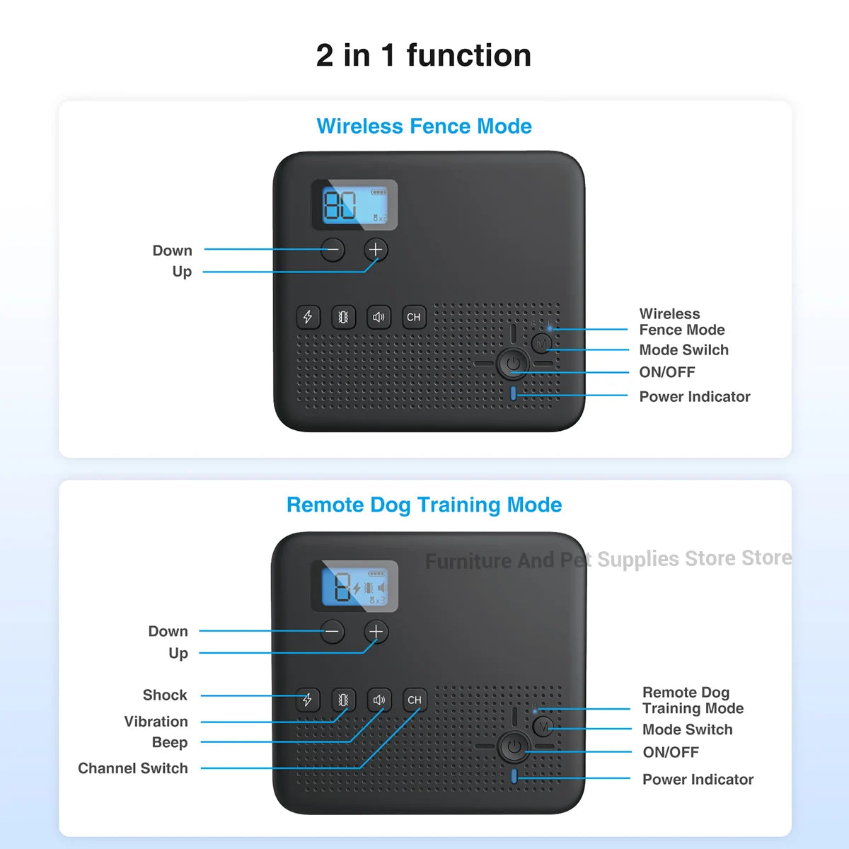 Pets Wireless Electronic Fence IPX7 Waterproof Wear Resistant Rechargeable Remote Control Electronic Fence Pet Training Collar