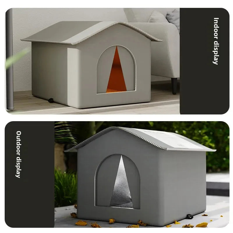 Waterproof Warm Cat Dog House, Winter Outdoor Stray Pet Cave Bed, Foldable Small Dog Puppy Sleeping Bag for Indoor Use Supplies