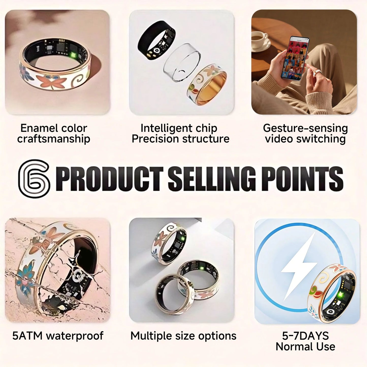 2025 Color Enamel Craftsmanship Smart Ring Women Health&Sleep Monitoring Waterproof Multi-Sport Modes For Android&IOS Gifts
