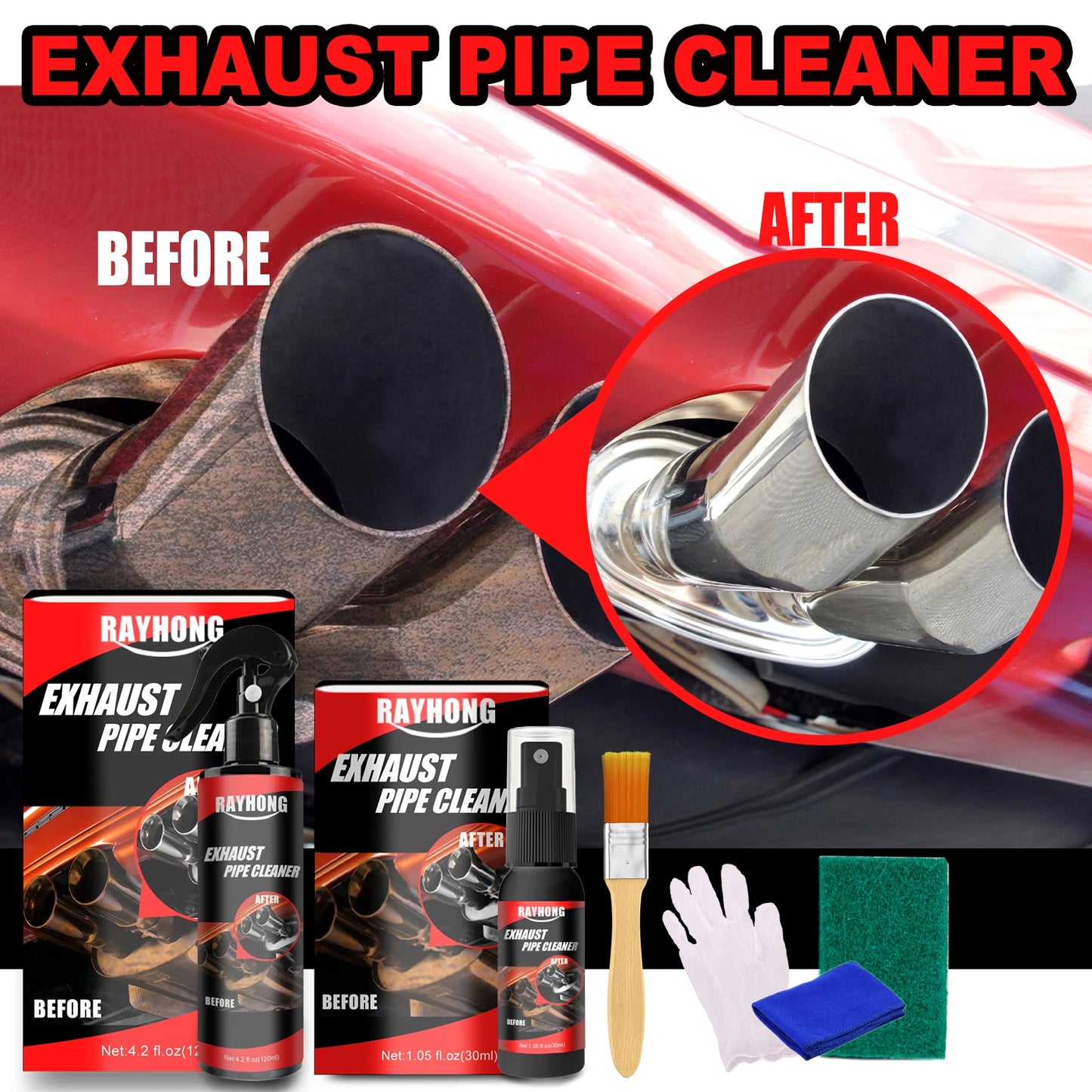 Exhaust Pipe Cleaner Polish Rust Remover for Metal Polish for Motorcycle & Car Muffler Stainless Steel Cleaner Degreaser 30ml