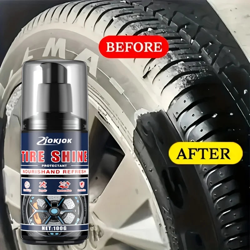 Tire Shine Wax Kit,Car Tire Brightenin&Blackening Agent,Multi-Functional Plastic Restore,Long-Lasting Glos,Interior Exterior Use