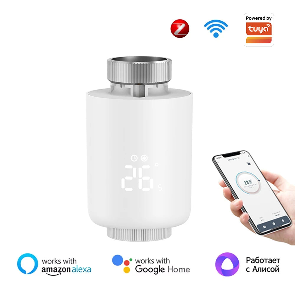 Tuya ZigBee Thermostat Radiator Actuator,Smart TRV Thermostatic Valve Temperature Controller Support Alexa Google Home
