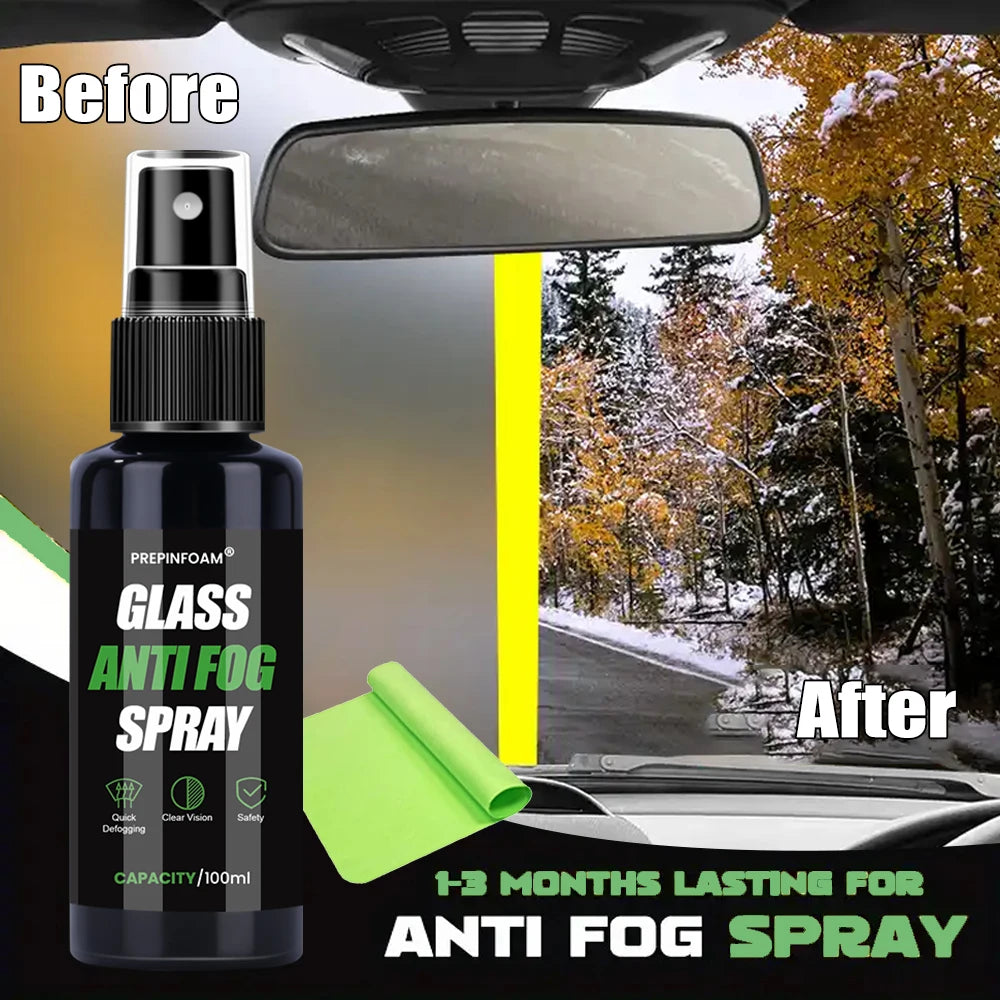 Car Glass Anti Fog Coating Agent Interior Windshield Long Lasting Prevent Fogging Clear Vision Fog Repellent Mirror Spray P110