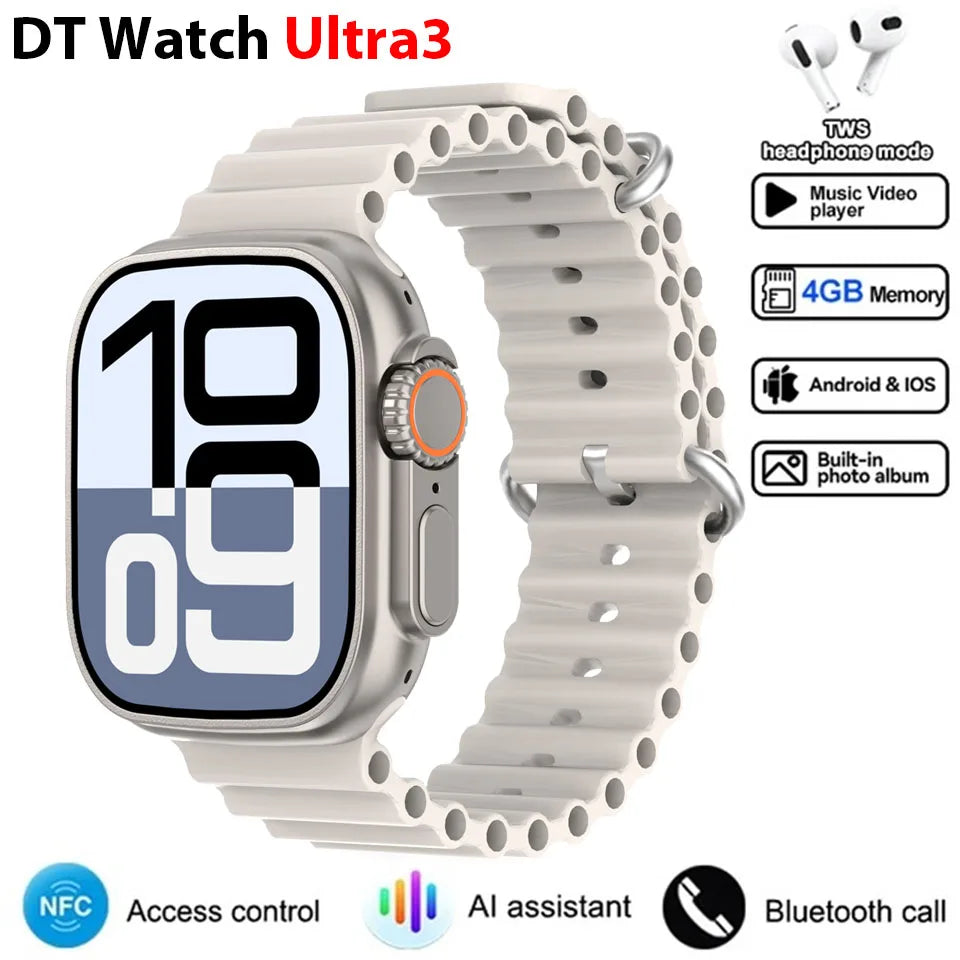 New DT Ultra 3 Pro Google map NFC Smart Watch 32G Memory Music Video Bluetooth Call Waterproof Smart Watch For Android iOS