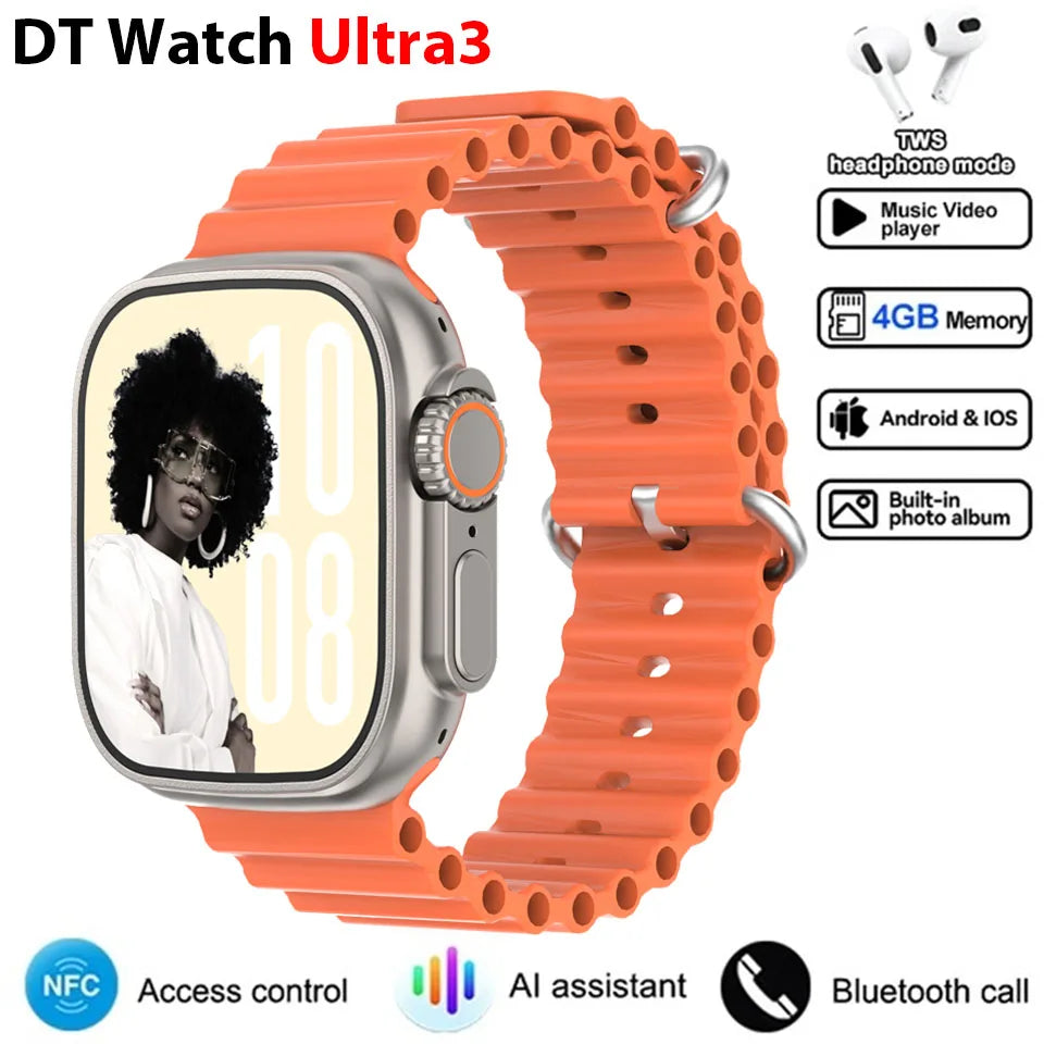 New DT Ultra 3 Pro Google map NFC Smart Watch 32G Memory Music Video Bluetooth Call Waterproof Smart Watch For Android iOS