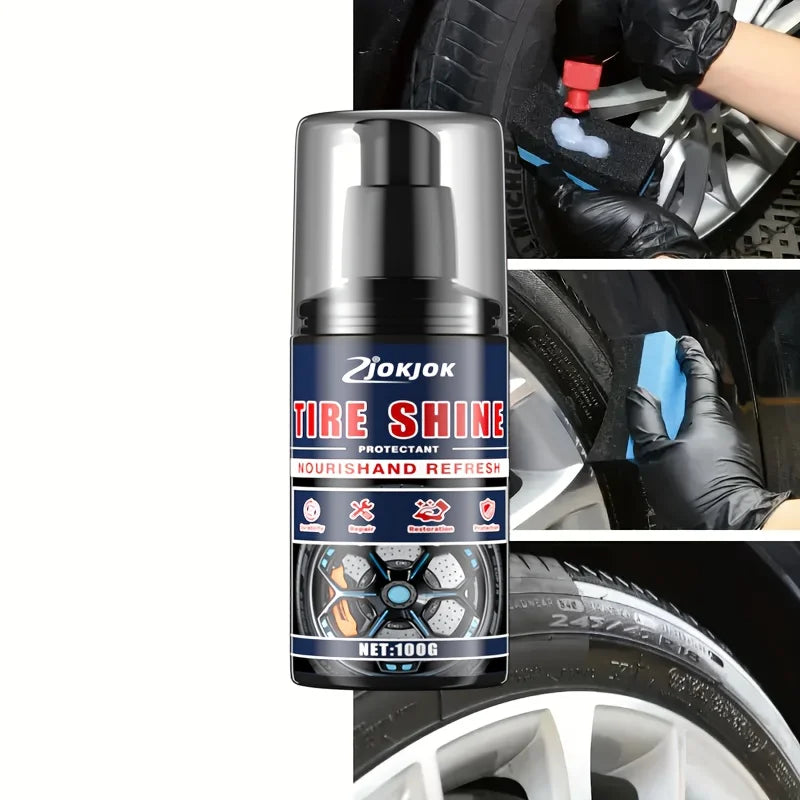 Tire Shine Wax Kit,Car Tire Brightenin&Blackening Agent,Multi-Functional Plastic Restore,Long-Lasting Glos,Interior Exterior Use