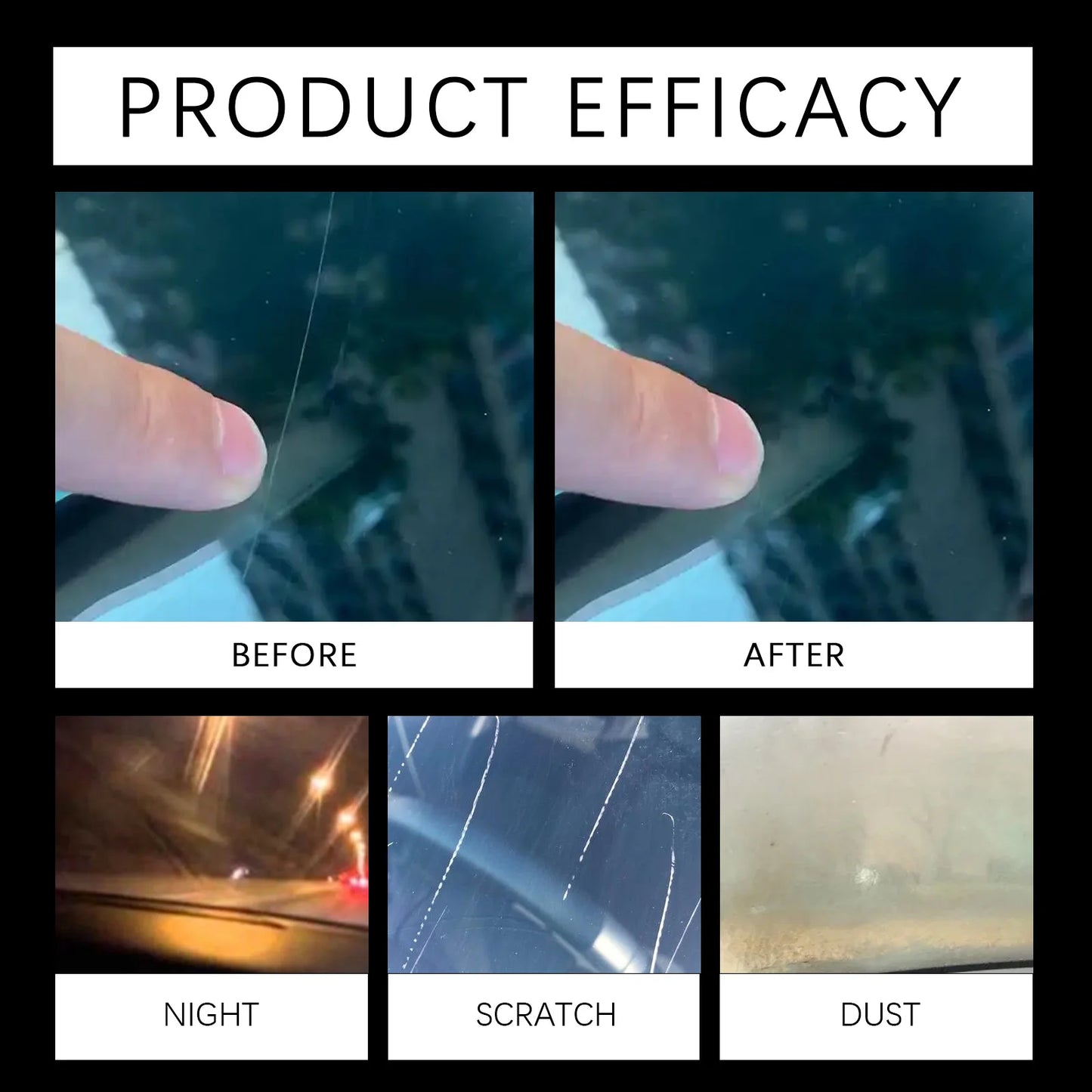 Windshield Scratch Remover Headlight Restoration Kit Car Glass Polishing Compound Remove Scratches & Swirls Enhance Clarity