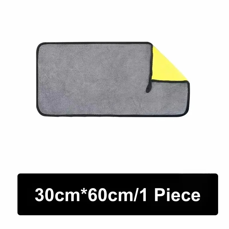 1/2/5/6/10pcs Microfiber Cleaning Towel Thicken Soft Drying Cloth Car Body Washing Towels Double Layer Clean Rags 30/40/60cm