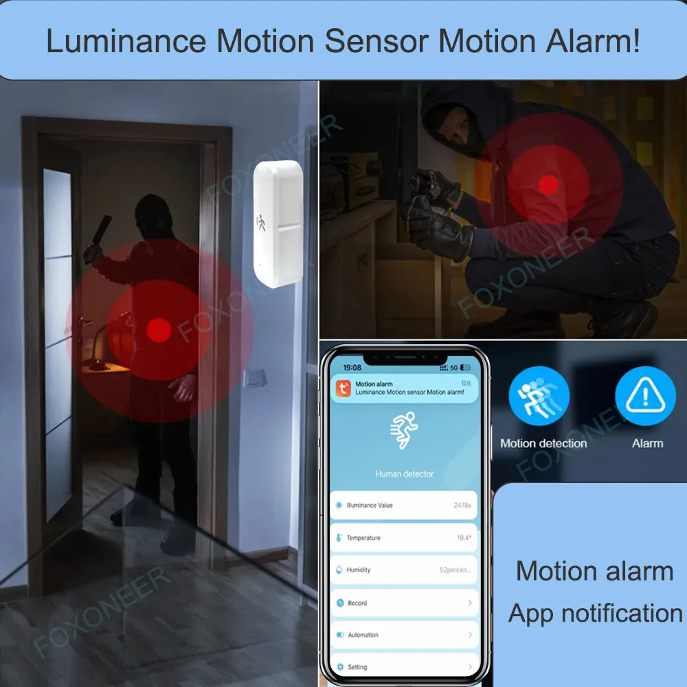 ZigBee 3.0 Human Motion Sensor Tuya 10G Mmwave Radar Temperature Humidity Sensor Security Burglar Works With Home Assistant