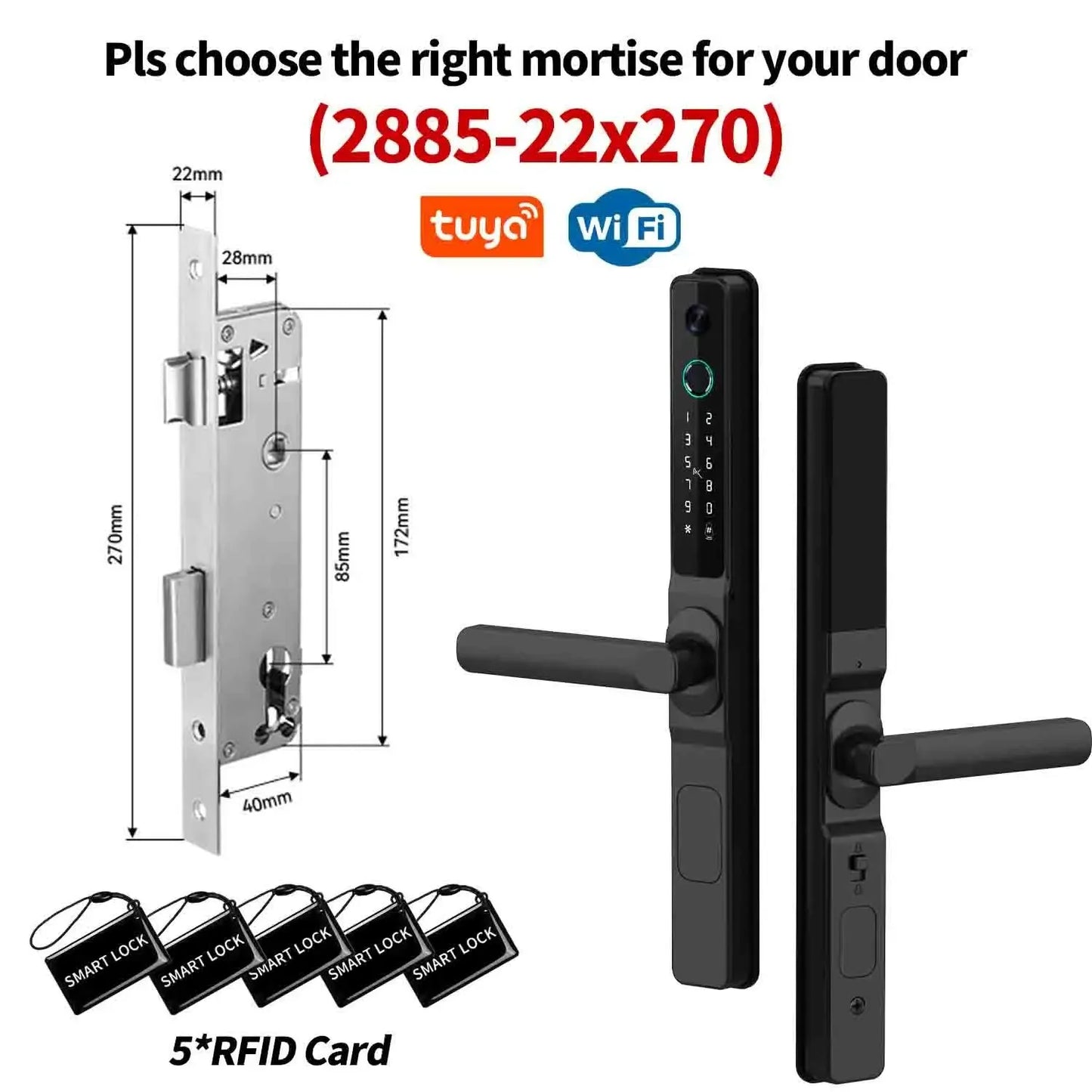 Waterproof Camera Outdoor Fingerprint Lock TUYA WIFI APP RFID Card Code Keyless Smart Electronic Door Lock Aluminum/Glass Slidin