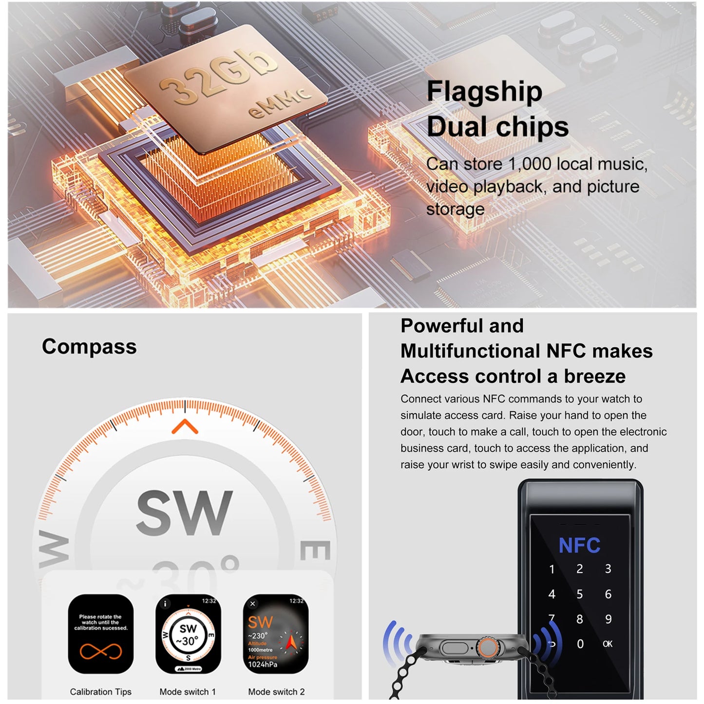 New DT Ultra 3 Pro Google map NFC Smart Watch 32G Memory Music Video Bluetooth Call Waterproof Smart Watch For Android iOS