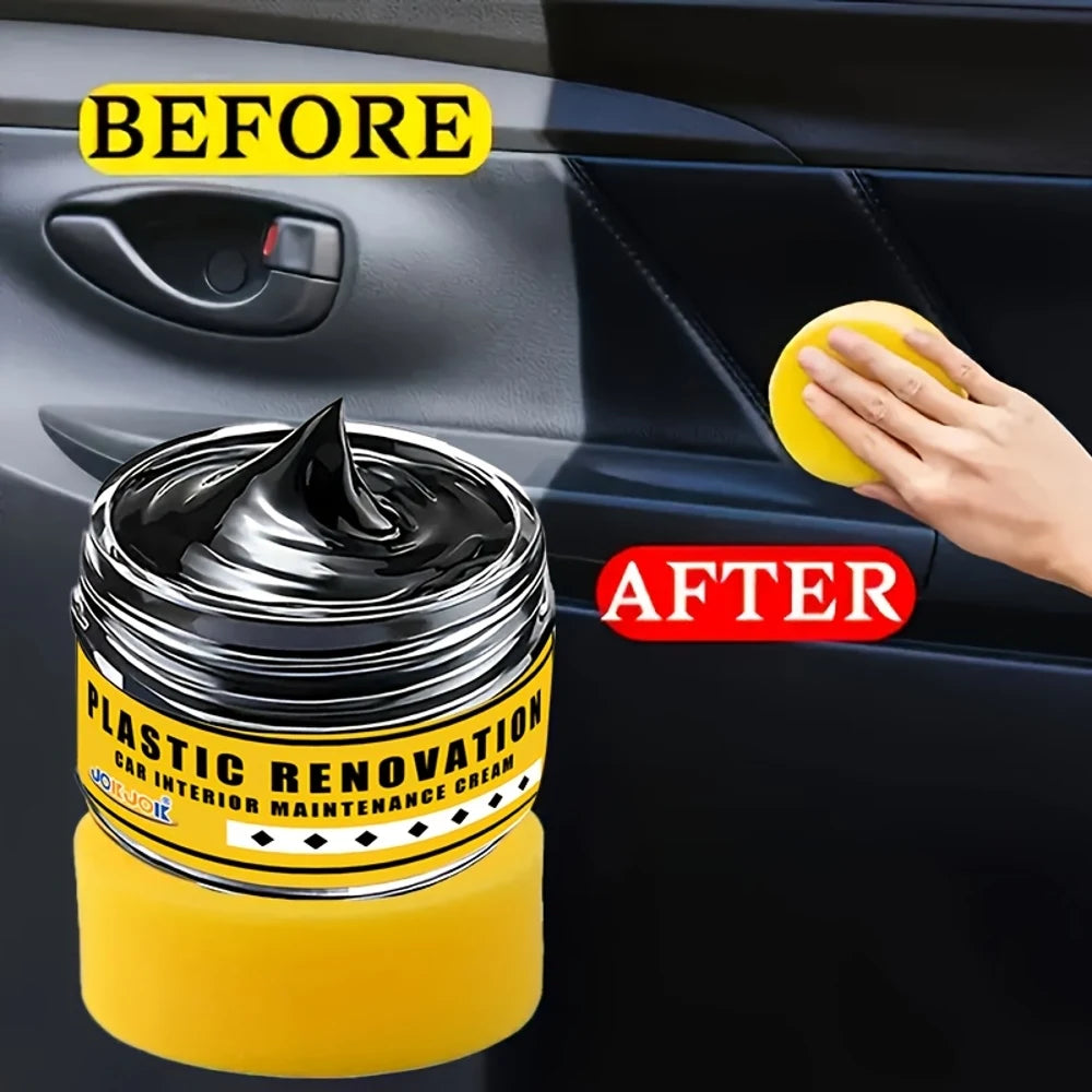 JOKJOK All-in-One Car Interior/Exterior Polish & Restorer - 2-in-1 Plastic/Rubber Repair Cream, Scratch Remover for Dashboard, T
