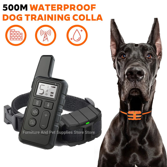Electric Dog Training Collar Waterproof Pet Remote Control Rechargeable 500m training dogs collars with Shock Vibration Sound