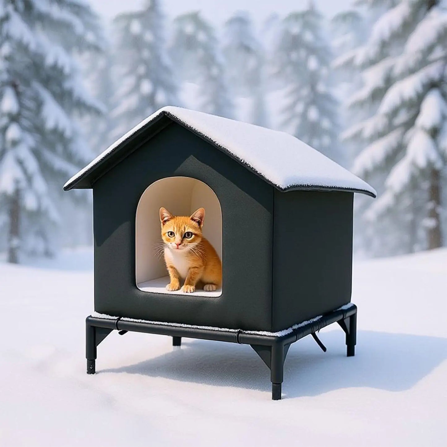 Cat Shelter Weatherproof Winter Cat House Cat Outside House Waterproof Enclosed Pet Tent Insulated Cat House For Multiple