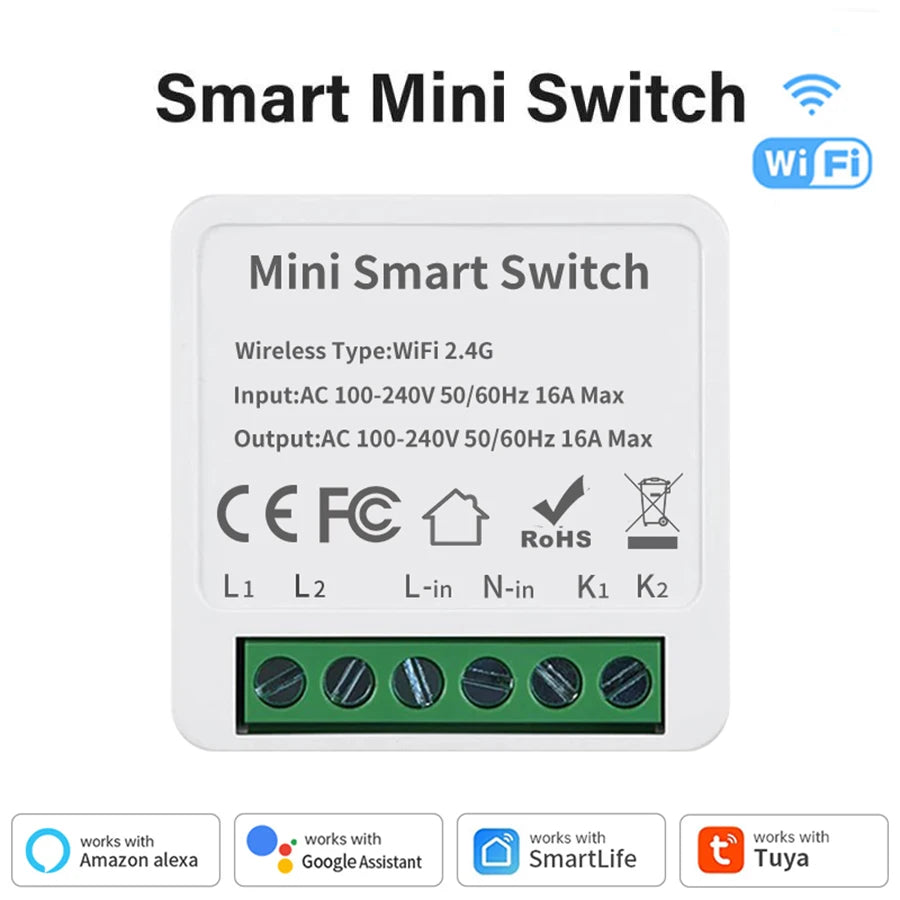 Tuya Mini WiFi/Zigbee Switch Smart Life App 2-Way Control Smart Home Automation Module Interruptor Work for Alexa Google Home