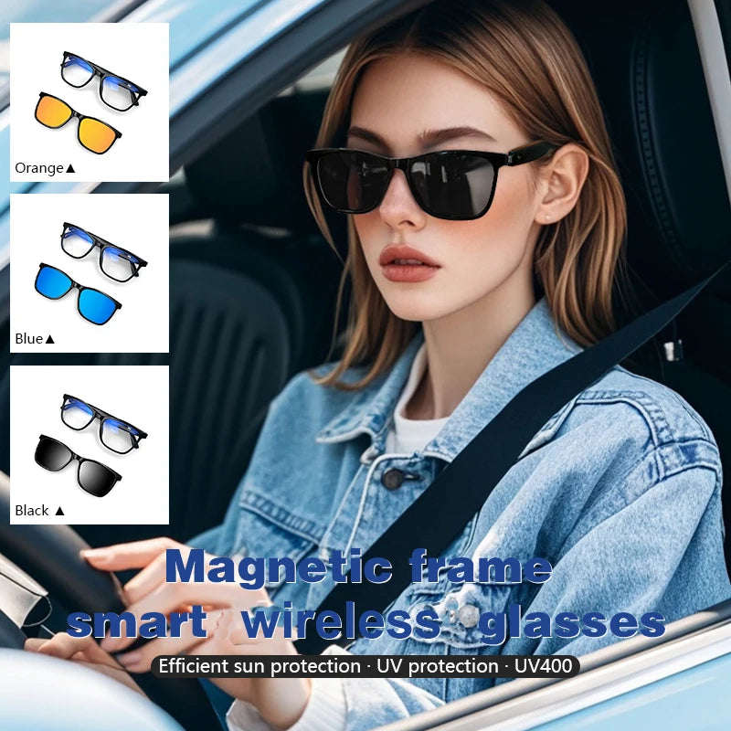 Koipsse smart glasses with microphone fashion wireless call sports sunglasses 2 in 1 high-tech music playback anti-blue light UV