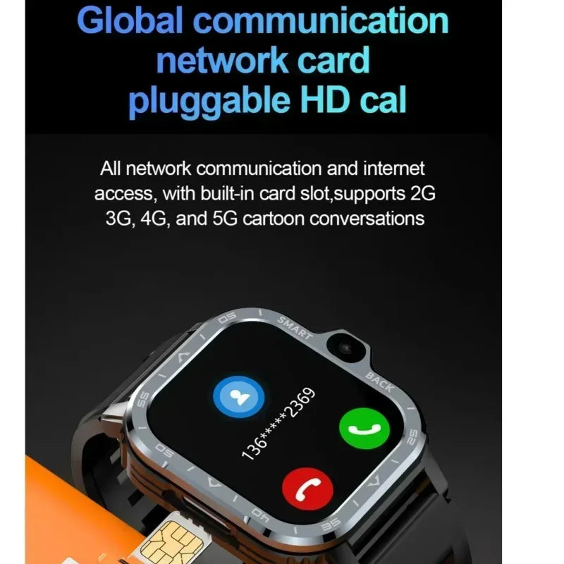 PGD Android Smartwatch: Global 4G, 8GB RAM 128GB ROM, Dual Camera, GPS & NFC, Stainless Steel Strap