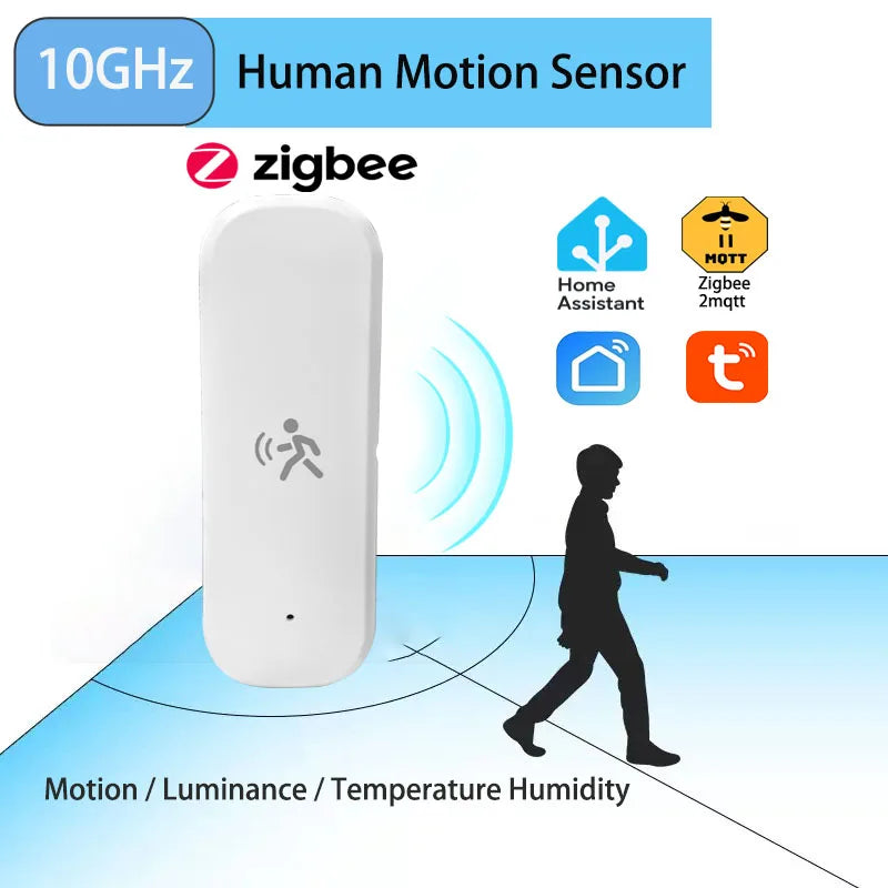 ZigBee 3.0 Human Motion Sensor Tuya 10G Mmwave Radar Temperature Humidity Sensor Security Burglar Works With Home Assistant