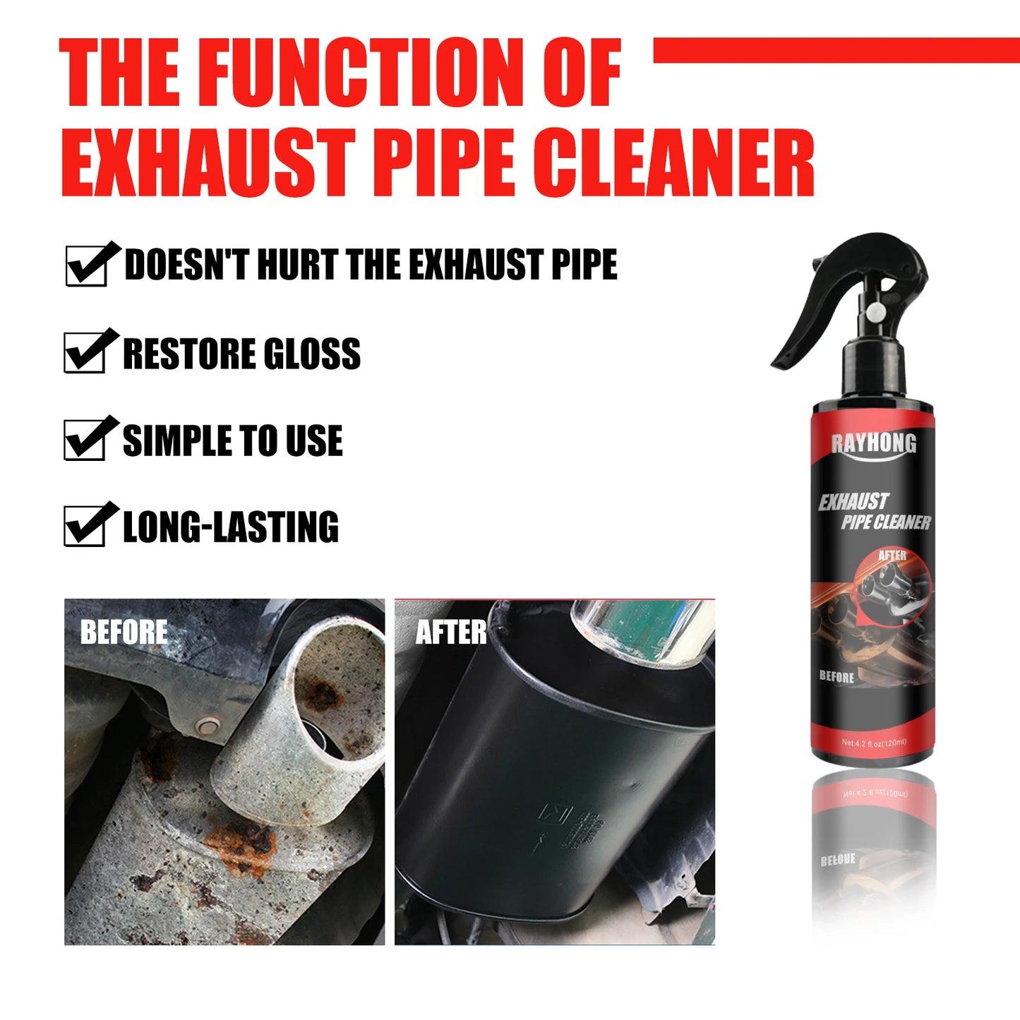 Exhaust Pipe Cleaner Polish Rust Remover for Metal Polish for Motorcycle & Car Muffler Stainless Steel Cleaner Degreaser 30ml