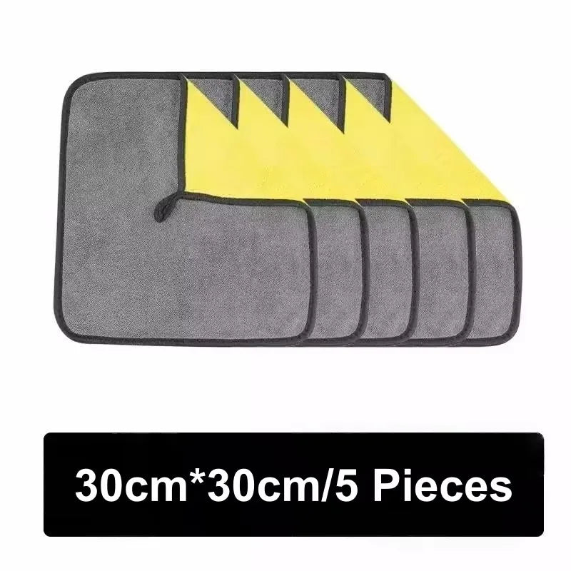 1/2/5/6/10pcs Microfiber Cleaning Towel Thicken Soft Drying Cloth Car Body Washing Towels Double Layer Clean Rags 30/40/60cm