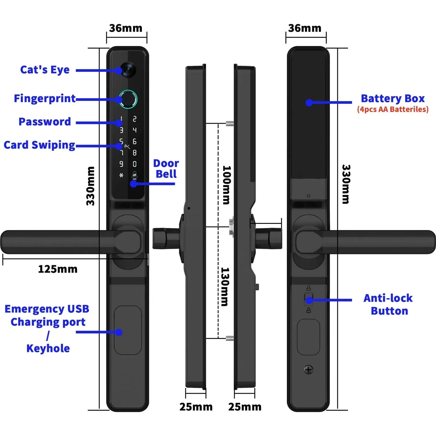 Waterproof Camera Outdoor Fingerprint Lock TUYA WIFI APP RFID Card Code Keyless Smart Electronic Door Lock Aluminum/Glass Slidin