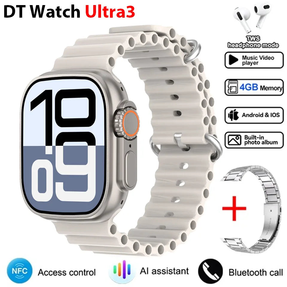 New DT Ultra 3 Pro Google map NFC Smart Watch 32G Memory Music Video Bluetooth Call Waterproof Smart Watch For Android iOS