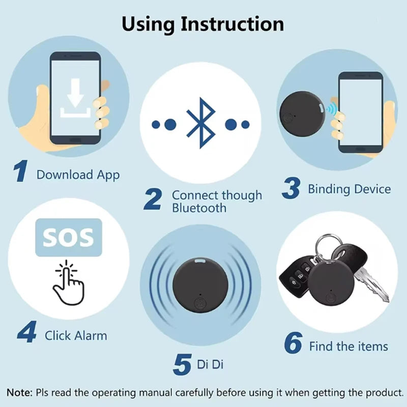 Bluetooth Mini GPS Locator Anti-loss Alarm Smart Tag Bluetooth Compatible Tracker Keychain Dog Pet Child Tracker Key Finder