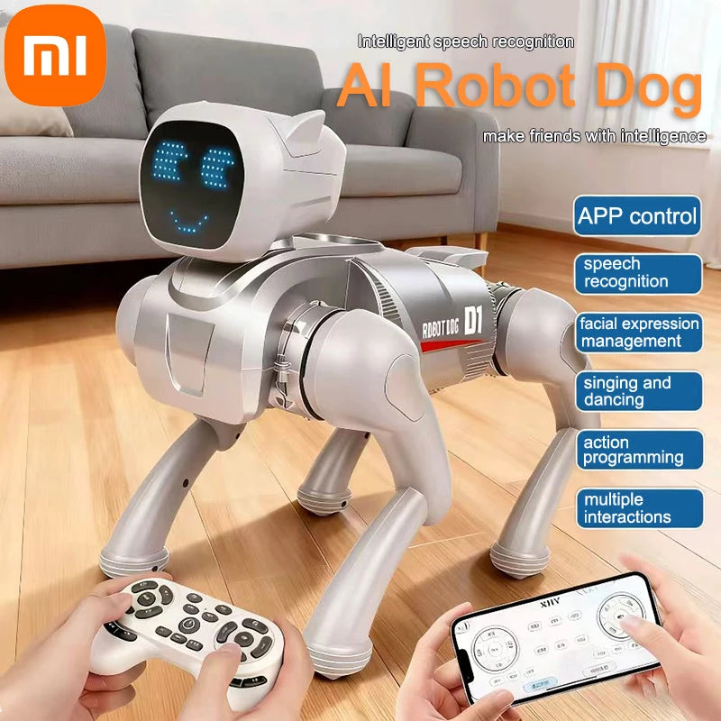 Xiaomi Robot Dog Toy 2.4G Simulation Intelligent Robot Dog Voice Dialogue Emoji Light Mobile High tech APP Remote Control Toy